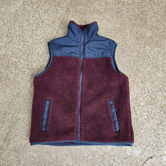 Vtg 90s GAP Multicolor Colorblock Two Tone Outdoors Deep Pile Fleece Vest L - Picture 1 of 6